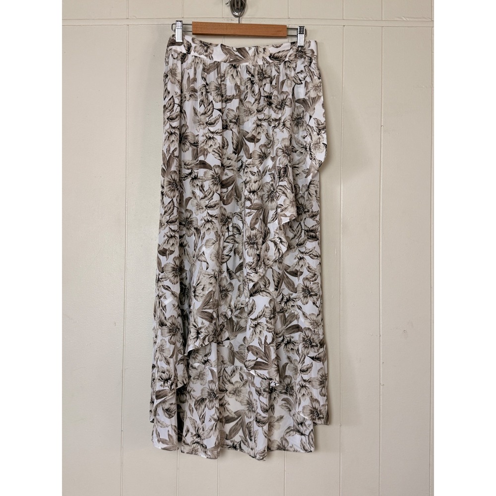 J.Jill Womens Floral High-Low Cottage Maxi Skirt Neutral Size M Tall Lightweight